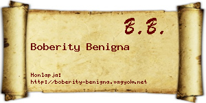 Boberity Benigna névjegykártya